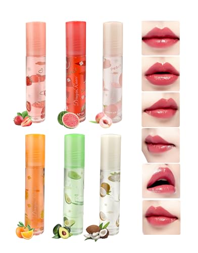 NebulaGlam 6PCS Brillos de Labios para Brillante Hidratante, Lip Gloss Transparente para Voluminizar Labios, Lip Glow Oil Brillos de Labios Brillo de Labios Roll-on Incoloro