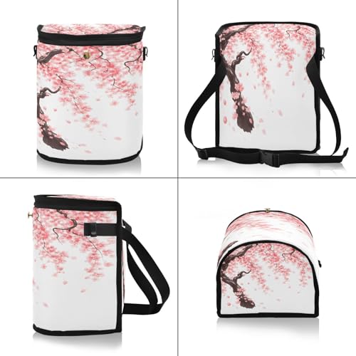 Image of senya Car Trash Can Car Garbage Can Car Waste Basket, Leak-Proof Car Trash Bin,Japanese Cherry Tree Blossom Car Trash Hanging Car Accessories Interior Car Organizer Bag