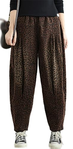 LAI MENG FIVE CATS Casual Women Barrel Jeans Baggy Denim Elastic High Waist Ankle Pants