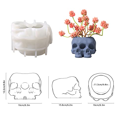 Moule pot de fleurs ciment tête de mort pour démoulage facile sans casse - 4