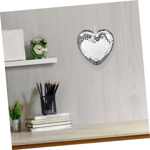 Adorno colgante en forma de corazón con espejo para discoteca, decoración reflectante para bodas, cumpleaños, bares, karaoke y eventos de baile, diseño atractivo miniatura 3