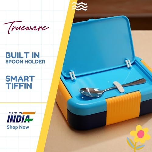 Image of Trueware Galaxy 3 304 Stainless Steel PU Insulated Lunch Box with Three Compartment BPA Free, Food Grade Ideal for School, Picnic, Office & Outdoor - 520ml