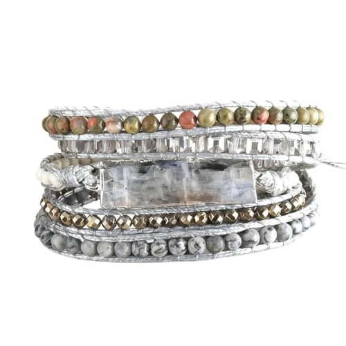 Image of Boho Stone Wrap Bracelet for Women,Turquoise Beaded Bracelet Jewelry Gift