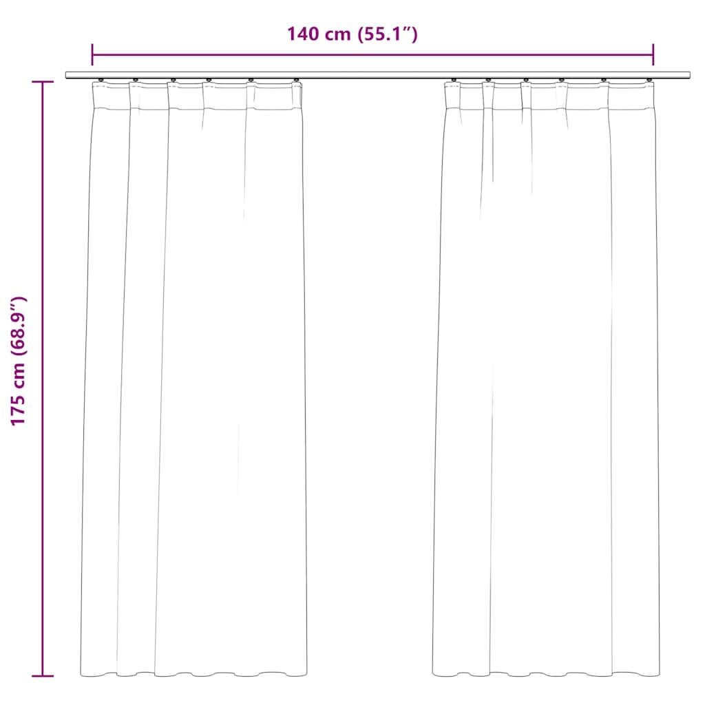 Lot de 2 rideaux en velours bleu foncé - 140 x 175 cm