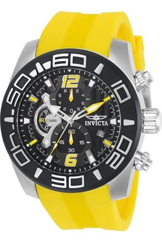Invicta Pro Diver, Reloj de cuarzo para hombre de acero inoxidable, 50 mm, Amarillo / Negr