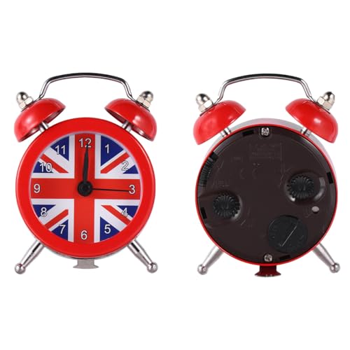 LALADEFIEE Réveil de Chevet Mini avec Drapeau Union Jack Rouge Horloge Simple Silencieuse pour Chambre et Bureau Alarme Facile à Régler Décoration Vintage...