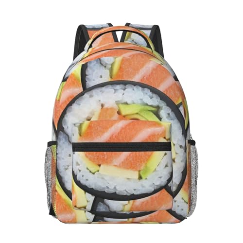 Sushi Backpack Funny Food Laptop Bookbag Travel Daypack Lightweight Durable Bag For Women Men