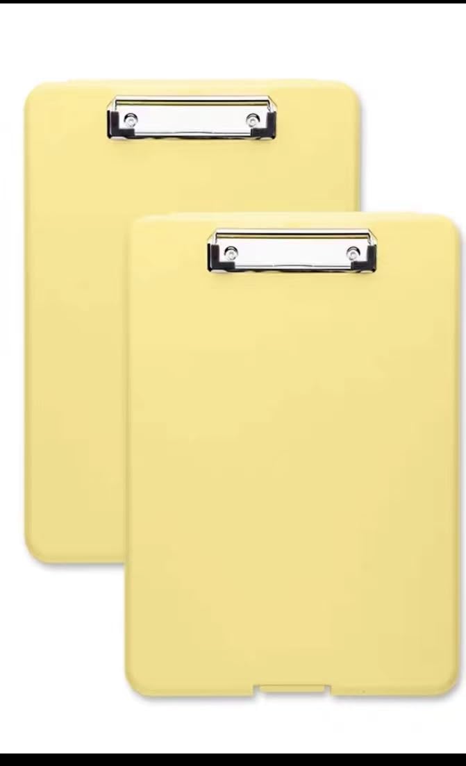 KanDuo Klemmbrett-Ordner, Klemmbretter, 2 Stück Aktenbox, Klemmbrett-Box, Aktenbox, langlebig, wasserdicht, Dokumentenablage, Aufbewahrungskoffer, Bürobedarfsordner(Color:Yellow)