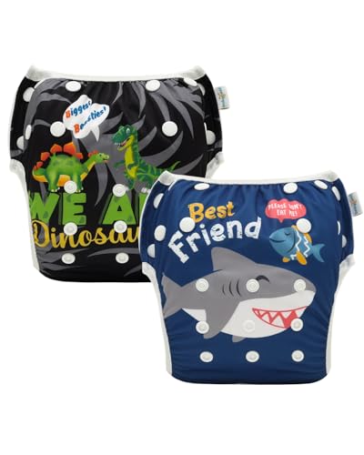 Image of Babygoal Baby Swim Diapers 2 Pack for 0-8 Months Newborn and Babies, Reusable Adjustable Washable for Swimming Lessons