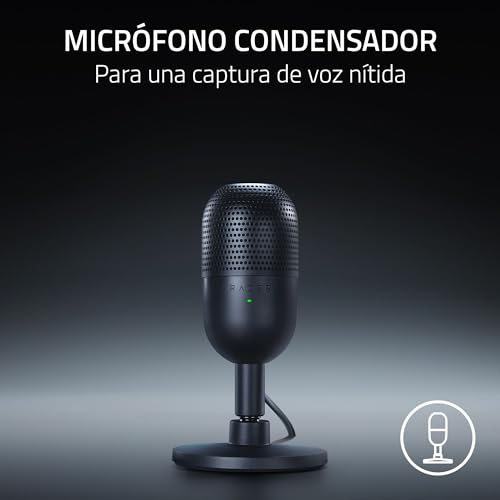 Miniatura 2 de Razer Seiren V3 Mini - Micrófono USB ultracompacto - micrófono de condensador de 14mm (patrón de captación supercardioide, sensor Tap-to-Mute con indicador LED, amortiguador incorporado) Negro