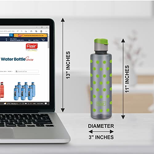 Image of Flair Polka Water Bottles with Fliptop Lid Set of 6 Pcs 1000 ML (Green)
