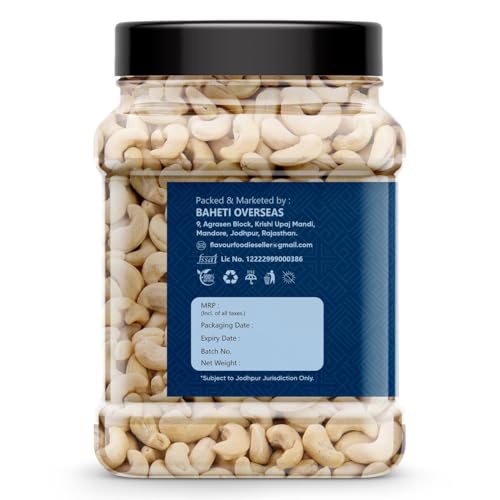 Image of Flavour Foodie Premium Cashew Nuts 500gm | Kaju Nut Dry Fuits | Natural & Crunchy Premium Whole Cashews | Gluten-Free Healthy Snack | Nutritious & Delicious Gift
