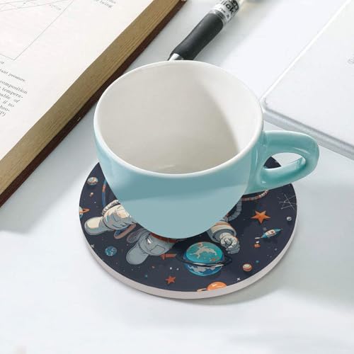 Dessous de verre astronaute en céramique de qualité avec support de rangement