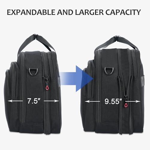 Image of KROSER Laptop Bag Premium Laptop Briefcase Fits Up to 17.3 Inch Laptop Expandable Water-Repellent Shoulder Messenger Bag Computer Bag for Travel /Business /Men /Women-Black /Red