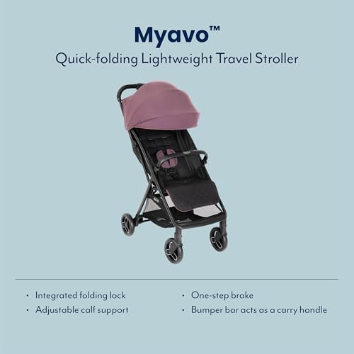 Graco Myavo Compact Stroller/Pushchair with Raincover - Suitable from Birth to Approx. 4 Years (0-22kg). Lightweight at only 5.8kg with a one-Second, one-Hand fold, Mulberry Fashion - Image 3