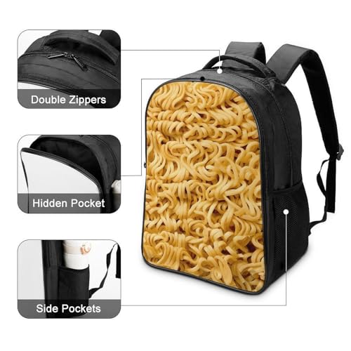 Asian Korean Japanese Chinese Ramen Noodles Funny 16 Inch Backpack for Men Women Casual Daypack with 2 Compartment for Travel Work4