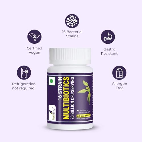 Image of NutriZing Bio Cultures Complex Probiotics for Gut Health - High Strength 30 Billion CFU with 16 Bacterial Cultures - Vegan Gut Health Supplements - Probiotics for Men & Women - 180 Capsules