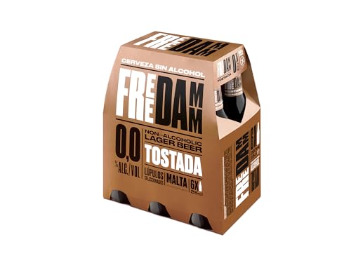 Free Damm - Cerveza sin alcohol 0.0% tostada. 4 packs de 6 botellines de 25cl. Total 24 botellines.