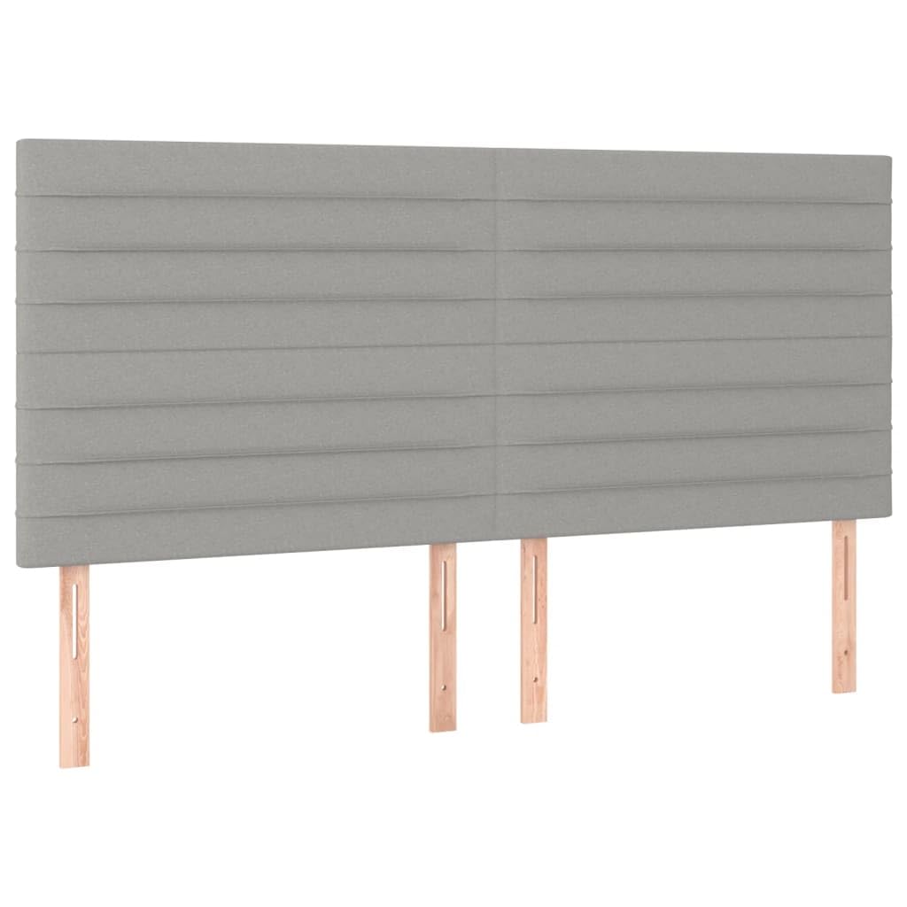 vidaXL Cabecero con Luces LED Cabecero de Cama Cabezal Tapizado para Cama de Matrimonio Mueble Dormitorio Tela Gris Claro 180x5x118/128 cm