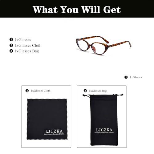 Image of LJCZKA Oval Blue Light Blocking Glasses for Women Men Retro Small Oval Frame Fashion Cat Eye Y2K Computer Eyeglasses