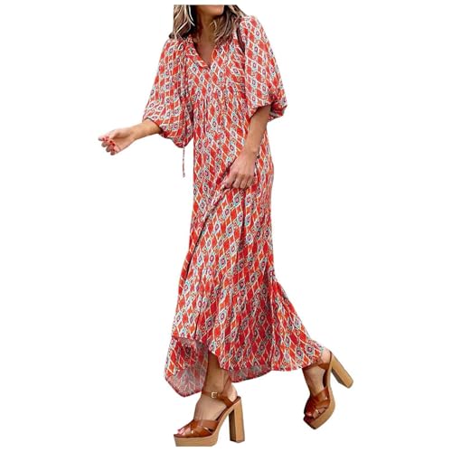Robe bohème pour femmes à col rond et manches cloche
