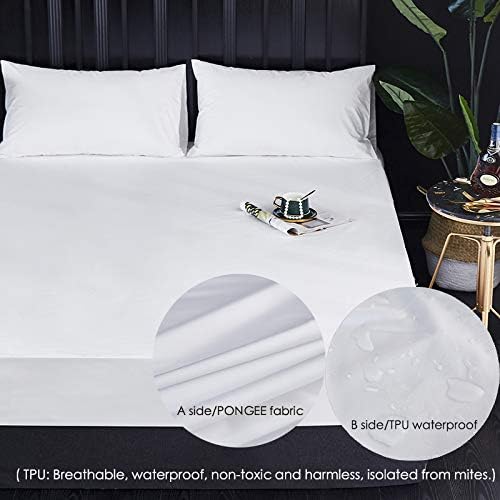Miniatura 3 de Protector de colchón impermeable de TPU tamaño matrimonial, suave y transpirable, no tóxico, inofensivo, sin ruido, protección de envoltura elástica
