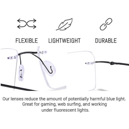 Image of Redex Rimless Rectangel Bifocal Reading Glasses Anti Glare Protection For Unisex Power Available 0.50 0.75 1.00 1.25 1.50 1.75 2.00 2.25 2.50 2.75 3.00