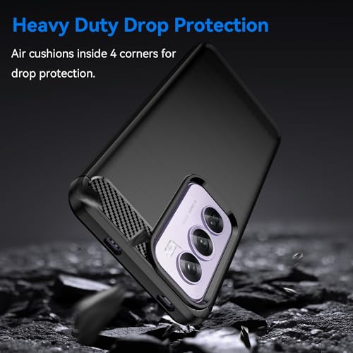 Image of NPRC Hybrid Ultra Slim Protective Case TPU Non-Slip Carbon Fiber Texture Shockproof Case Cover for Reno 12 - Black
