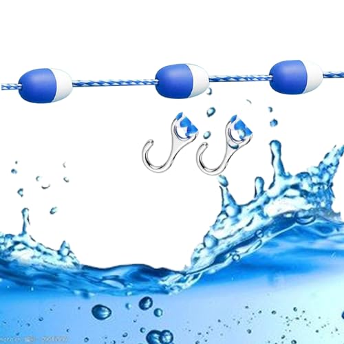 Blue White Pool Safety Rope with Floats - 10 13 20 26 33 39 46 49 65 196 Ft Long, Pool Divider Line for Shallow Deep End, Plastic Rope Float Safety Separation Buoy Line(17m/56ft/670)