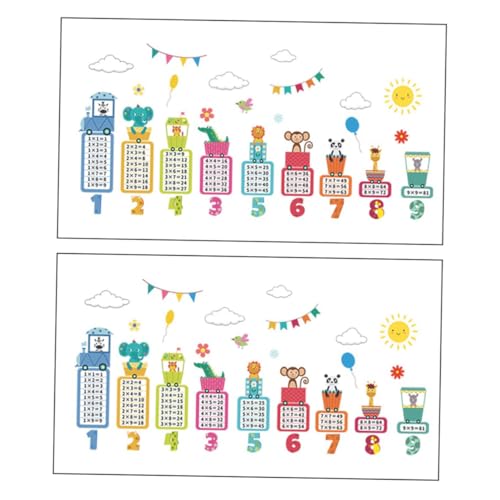 Toyvian 2 Sätze PVC Tier motiv Wandtattoos Multiplikationstabelle Kinderzimmer Dekoration Abnehmbar Langlebig für Frühkindliche Bildung und Spielerisches Lernen Je