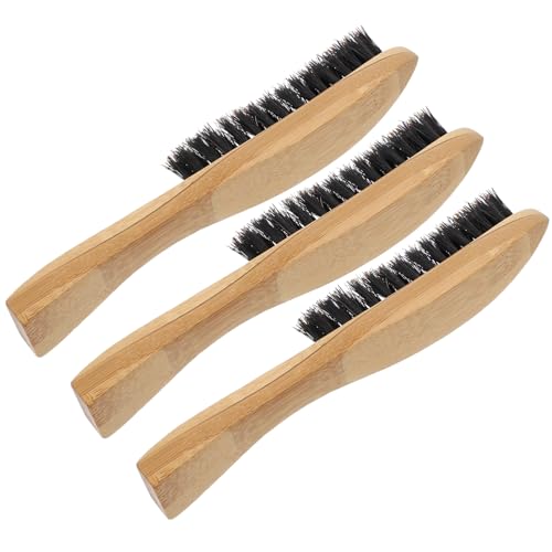 Healeved Beard Brush Set 3pcs Men's Long Handle Shaver Brush Detangler Random Style