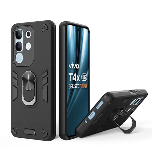 Image of NDCOM for Vivo T4x 5G Back Cover | Premium Protection Case for vivo iQOO Z10x Back Cover | Shockproof Ring Holder Case