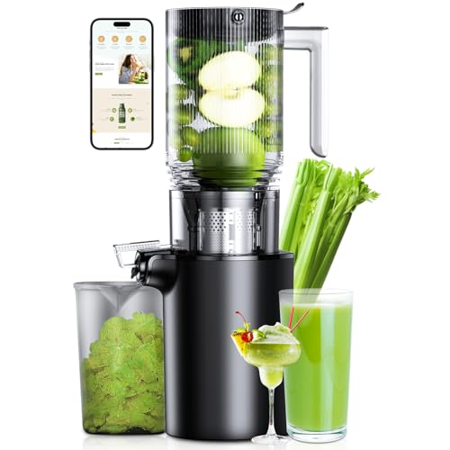 Image of Juicer Machines with 5.4" Extra Large Feed Chute, Cold Press Juicer for Whole Vegetables and Fruits, High Juice Yield, Slow Masticating juicer Easy to Clean for Batch Juicing,Black