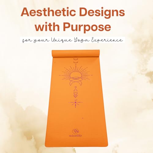 Image of Wiselife tpe Printed 6MM Yoga Mat + Yoga Strap For Men, Women, Kids|Anti-Slip Extra thick, long & Wide Exercise Sports Mat For Workout, Fitness, Yoga, Gym, Home & Pilates (Eclipse)