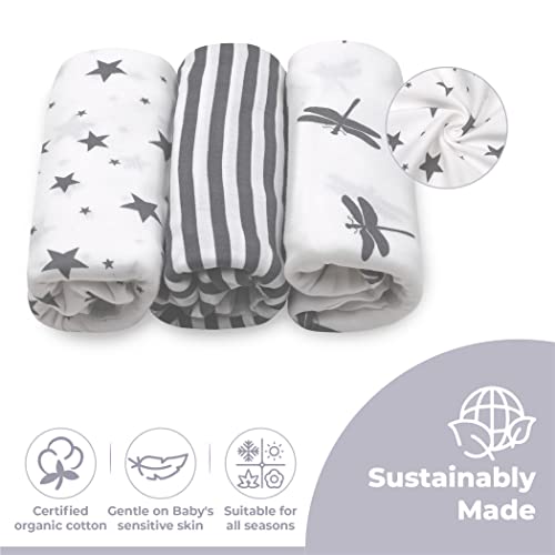 Jam Naturals- Organic Knotted Tie Bottom Adjustable Velcro Swaddle And Hat Set Of 3, Newborn Sleep Sack (0-3M, 7-14Lbs Grey) #TOP5