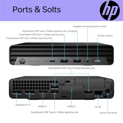 Image of HP Pro Mini 400 G9 Tiny Desktop Computer | 13th Gen Intel 14-Core i5-13500T | 16GB RAM | 512GB PCIe SSD | 2-Monitor Support 4K | Wi-Fi 6 | HDMI | Type-C | DP | Wired KB and Mouse | Windows 11 Pro