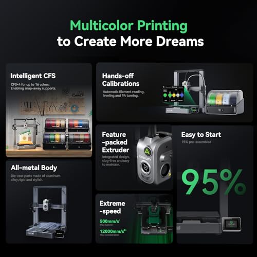 Creality Hi Combo 3D-Drucker, 500 mm/s Druckgeschwindigkeit, Mehrfarbendruck, Geräuschloser Druck, Automatische RFID-Erkennung von Verbrauchsmaterialien, Druckgröße 260 x 260 x 300 mm – Bild 3