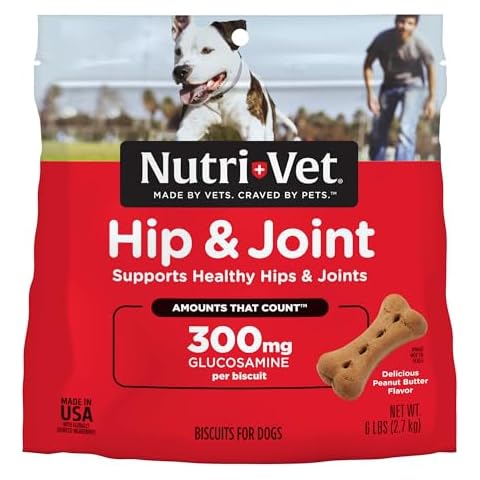 Nutri-Vet Hip & Joint Biscuits for Dogs - Tasty Dog Glucosamine Treat & Dog Joint Supplement - Large Sized Biscuit with 300mg Glucosamine - 6 lb Cover