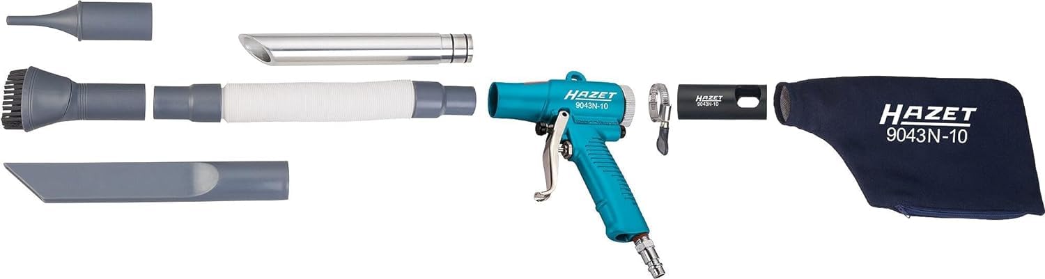 HAZET Aspirateur-souffleur 9043N-10 I Commutation à une main, avec boîtier métallique, niveau de vide : 7,5 mmHg I Pour aspirer les saletés dans le sac à poussière et souffler les surfaces