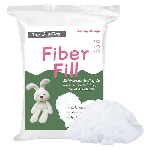 Adam Home Toy Stuffing for Soft Toys 100% Virgin Hollowfibre Fillings Hypoallergenic High Grade Multipurpose Kapok Stuffing for Crochet Knitted Toys Pillows & Cushions|500 Grams