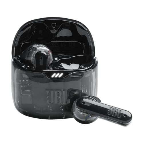 JBL Tune Flex Ghost Kopfhörer – Wasserfeste In-Ear-Kopfhörer mit Noise-Cancelling, Bluetooth und bis zu 32 Stunden Akkulaufzeit – Black Ghost