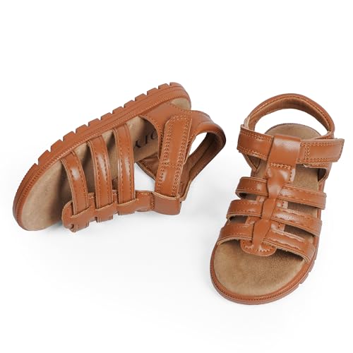 Image of QIY Toddler Girl Sandals Little Kids Summer Dress Shoes Open Toe Flats Princess Sandals for School Beach Party