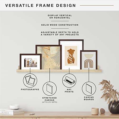 Image of MCS Gallery Wooden Frame for Canvas, Art Boards, Photos and more, Walnut, 12x16 with 8x12 Mat