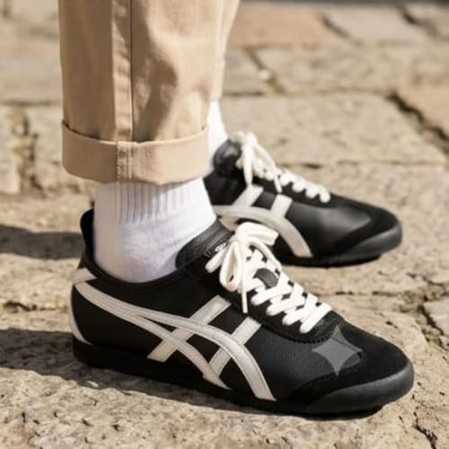 Generic Men's PU Upper Striped Casual Sneakers Black - Image 7
