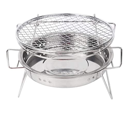 BOGAZY Barbacoa Carbón Barbacoa Redonda De Acero Inoxidable Carbón Red A La Parrilla Portátil(22x14cm)