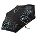 Oyihfvs Seamless Video Game Gamepad Joysticks in Black Blue Neon on Black Parasol Folding Umbrella, Reinforced Windproof Waterproof, Portable Compact Anti-UV Sun Rain Protection for Travel Outdoor