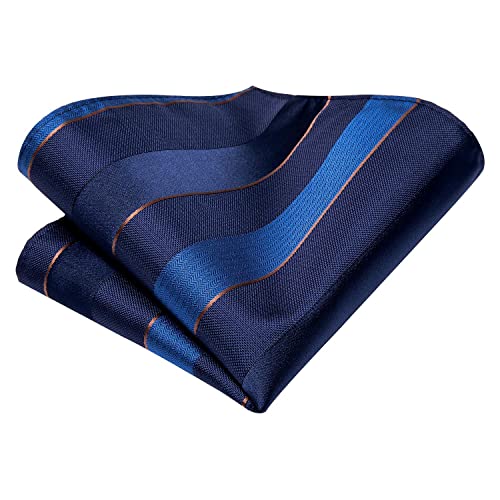 Hi-Tie Men Ties Sets Silk Stripe Paisley Necktie Pocket Square Cufflinks for Business Wedding