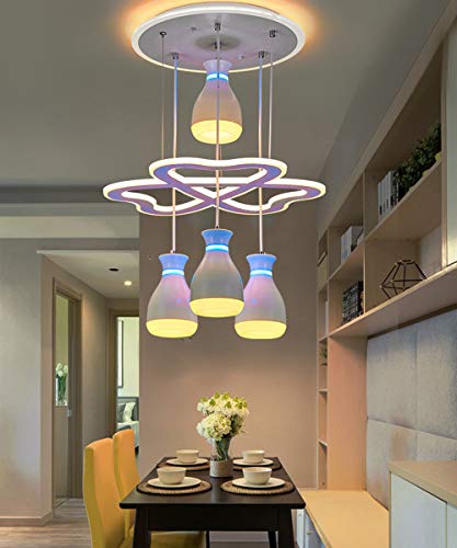 Suspension chambre LED télécommande luminaire suspendu noir salon - 5