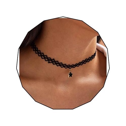 Olbye Elastic Choker Star Necklace Black Tattoo Choker Necklaces for Women Plastic Minimal Necklace Jewelry