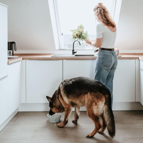 Hunter EIBY Keramik-Napf, Futter- und Trinknapf, rutschhemmend, 1100 ml, grau